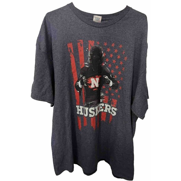 NEBRASKA CORNHUSKERS Gray T-Shirt Football Men's 2XL 50% Cotton 50% Polyester - Picture 4 of 6